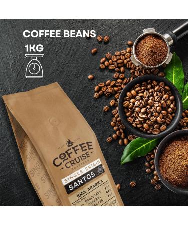 COFFEE CRUISE Santos Coffee Beans 1 kg - Medium Roast - Aromatic Caramels - For all Coffee Machines - 100% Arabica - Buy Online on GoSupps.com