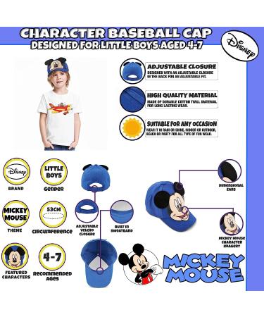 Disney Boys' Mickey Mouse Baseball Cap - Blue 4-7 Years | 3D Ears Curved Brim Strap Back Hat - Buy Online on GoSupps.com