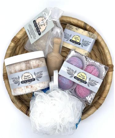 Spa Gift Basket for Women: Anxiety Relief Set with Mineral Bath Soak, Soap, Bomb Truffles, Tea - Lavender, Chamomile, White Sage - Buy Online on GoSupps.com