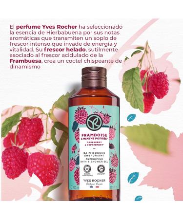 Yves Rocher Raspberry & Peppermint Energizing Bath & Shower Gel 400ml - Refreshing Body Cleanser for All Skin Types - Buy Online on GoSupps.com