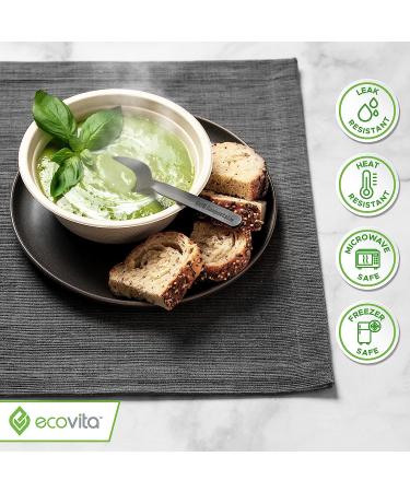 Ecovita 16 oz 100% Compostable Paper Bowls - Pack of 150 | Eco-Friendly & Sturdy Disposable Bowls - Tree Free, Liquid & Heat Resistant - Buy Online on GoSupps.com