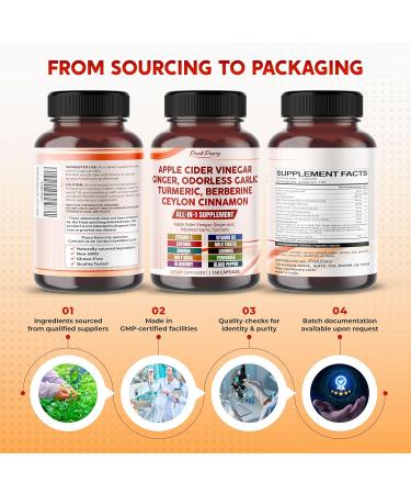 Apple Cider Vinegar Ginger Odorless Garlic Turmeric Berberine 150 count (pack of 1) - Buy Online on GoSupps.com