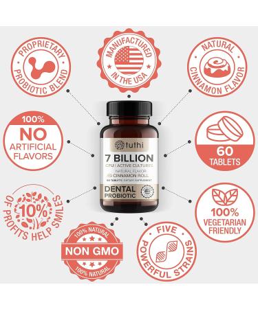 Tuthi Oral Probiotics for Bad Breath - Chewable Dental Probiotic for Adults - 60 Cinnamon Flavor Lozenges - Buy Online on GoSupps.com