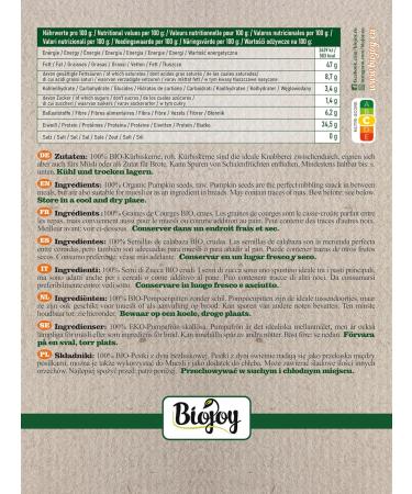 Buy Biojoy Organic Pumpkin Seeds (500g) - Raw Unsalted Shelled - Healthy Snack & Superfood International Shipping - Buy Online on GoSupps.com