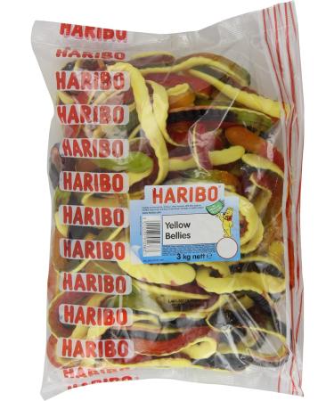 HARIBO Mini Jelly Babies Bulk Bag 3 kg (Pack of 1) 11150 & Yellow Belly Giant Snakes Yellow Bellies Bulk Sweets 3kg 3 kg (Pack of 1) + Yellow Bellies Bulk Sweets - Buy Online on GoSupps.com