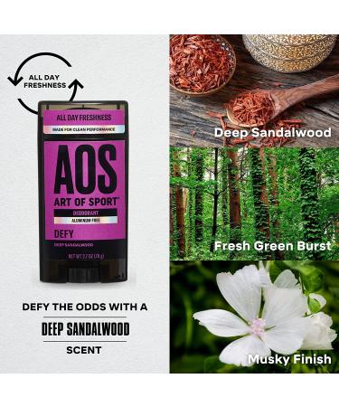 Art of Sport Men's Deodorant - Aluminum-Free Sandalwood, Natural Botanicals, Moisturizing Tea Tree, Pack of 2 - Athlete Approved - Buy Online on GoSupps.com