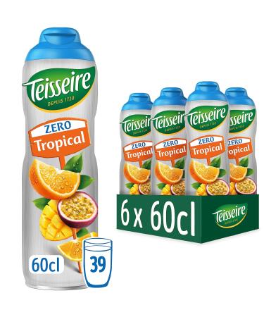 Teisseire Zero Sugar Tropical Syrup for Refreshing Drinks Cocktails Bottle (Pack of 6)