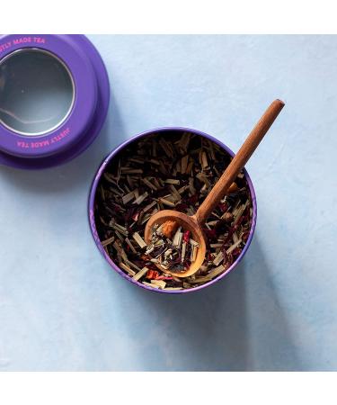 JusTea PURPLE RAIN | Loose Leaf Purple Tea | Tin with Hand Carved Tea Spoon | 40+ Cups (2.8oz) | Very Low Caffeine | Award-Winning | Fair Trade | Non-GMO Loose Leaf Tea Tin - Buy Online on GoSupps.com