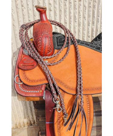 M-Royal Western Leather Braided Split Reins - Premium Quality for Western Riding - Buy Online on GoSupps.com
