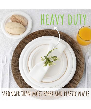 brheez 6 Inch Compostable Plates - Pack of 60 Eco-Friendly Sugarcane Fiber Biodegradable Plates - Buy Online on GoSupps.com