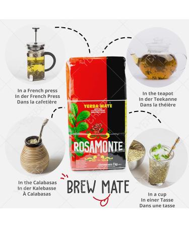 Rosamonte Yerba Mate Tea Traditional 1kg - Maturation time is 12 months | Detox and energy drink Traditional 1 kg - Buy Online on GoSupps.com