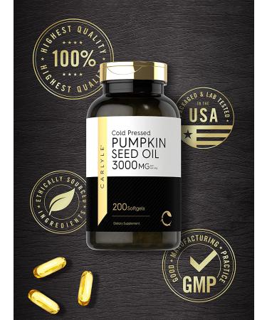 Carlyle Cold Pressed Pumpkin Seed Oil 3000mg - 200 Softgels | Premium Dietary Supplement - Buy Online on GoSupps.com