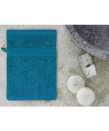 Class Home Collection Washing Gloves Set - 4x 100% Cotton Washcloths | 16x21 cm | 500 g/m | Premium Petrol Color - Buy Online on GoSupps.com