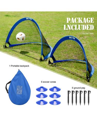 Portable Pop Up Soccer Goal Net Set with Accessories - 2.5ft Blue | For Kids & Adults Training and Backyard Play | Carrying Case & Training Cones Included - Buy Online on GoSupps.com