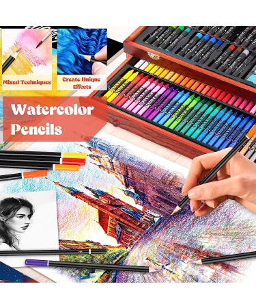 Caliart 153-Pack Deluxe Art Set with Wooden Case and Sketch Pads - Ideal for Drawing, Painting, and Coloring - Creative Gift for Artists, Beginners, Kids - Cherry Color - Buy Online on GoSupps.com