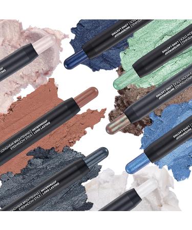 Eyeshadow Makeup Stick - No Crease Glitter Shimmer Pearl White Cream Eye Shadow Stick with Soft Brush Rotatable Eye Brightener Pencil Crayon Long Lasting Waterproof for Metallic Eye Makeup-#01 01# - Buy Online on GoSupps.com