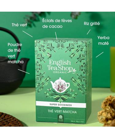 English Tea Shop - Organic Matcha Green Tea - Blend of green tea superior Japanese matcha tea and mate - Box of 20 bags - Buy Online on GoSupps.com