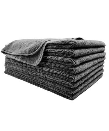POLYTE Professional Quick Dry Lint Free Microfiber Hair Drying Salon Towel 16 x 29 in 8 Pack (Dark Gray)