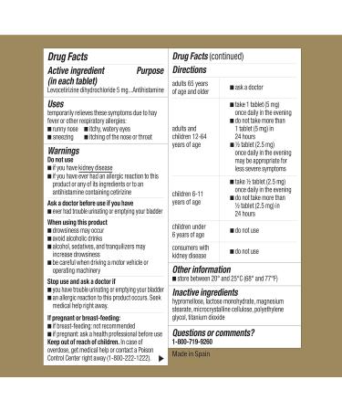 GoodSense Levocetirizine Dihydrochloride Tablets 5 mg - 35 Count - All Day Allergy Relief - Buy Online on GoSupps.com