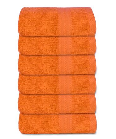 GLAMBURG Ultra Soft 6-Piece Hand Towel Set 16x28-100% Ringspun Cotton - Durable & Highly Absorbent Hand Towels - Ideal for use in Bathroom, Kitchen, Gym, Spa & General Cleaning - Orange