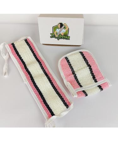 Zaytoona Deep Clean Back Scrubber Set - Pink (32X4.5 Inch / 82X11 cm) - Unisex - Buy Online on GoSupps.com