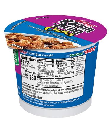 Kellogg's Raisin Bran Crunch Breakfast Cereal Cups 33.6oz - Pack of 12 Cups | Fiber Cereal with Real Fruit - Buy Online on GoSupps.com