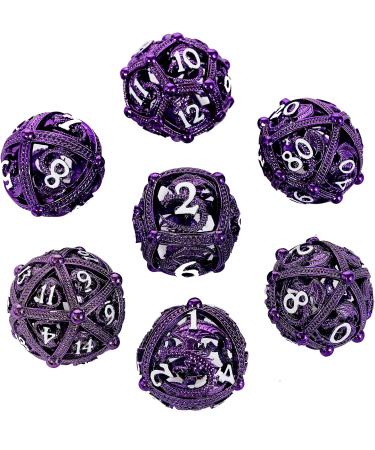 Metal DND Dice Set - Unique Round Hollow Orb Design - Purple Dragon Metal Dice for RPG - Stunning Dungeons and Dragons Set - Buy Online on GoSupps.com
