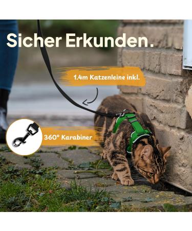 Tierhood Cat Harness with Lead - Green - Size M - Buy Online on GoSupps.com