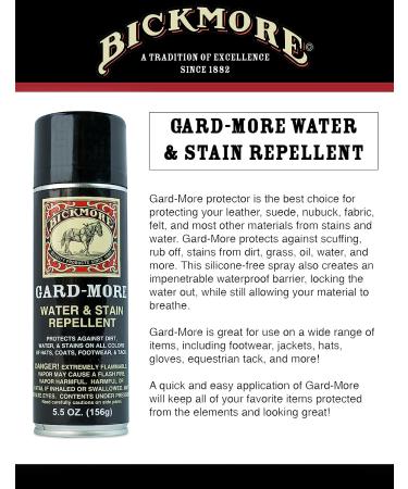 Bickmore Gard-More 5.5oz - Waterproofing Spray for Leather and Suede | Stain Repellent Protector for Boots, Shoes, Clothing, Hats, Jackets - Aerosol - Buy Online on GoSupps.com