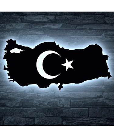 Turkey Night Light - LED Turkish Coat of Arms Emblem | Star & Crescent Moon MDF Decoration Gift for Friends' Birthdays - Buy Online on GoSupps.com