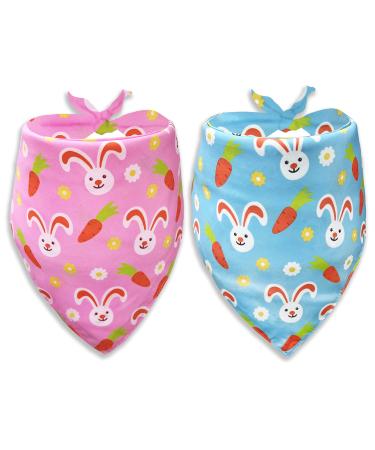 2 Pack Easter Dog Cat Bandana Holiday Bunny and Carrot Bandana for Pets Puppies (Pattern 2 Large) Pattern 2 Large