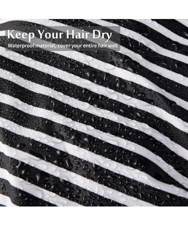 Stripe Pattern Shower Caps for Women - Waterproof & Reusable, Elastic Hem Turban Bath Caps - 4 Pieces, Ideal for Long Short Curly Hair - Buy Online on GoSupps.com
