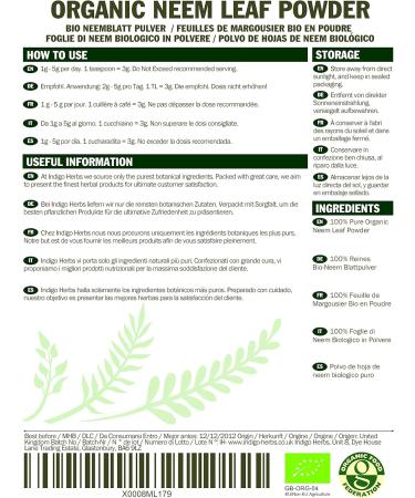 Organic Neem Leaf Powder 100g - Vegan & Non GMO Ayurvedic Cleanser - Buy Online on GoSupps.com