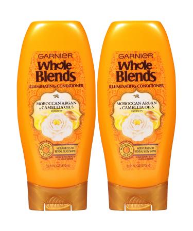 Garnier Whole Blends Illuminating Conditioner Moroccan Argan and Camellia Oils Extracts 12.5 Fl Oz (Pack of 2) Conditioner 12.5 Fl Oz (Pack of 2) 2 Count
