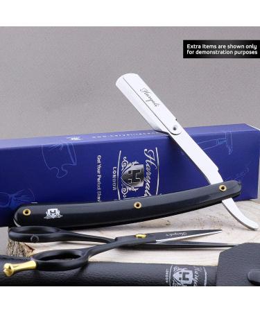 Men's Black Razor - Professional Hairdresser Style Neck Cut Razor with Leather Pouch | Perfect for Deep Shaves - Buy Online on GoSupps.com