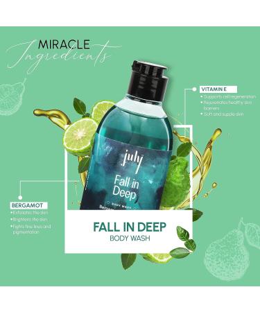 July Fall Deep Body Wash 300ml | Moisturizing Bergamot & Vitamin E | Exfoliating Shower Gel for Men & Women | Long Lasting Fragrance | International Shipping - Buy Online on GoSupps.com