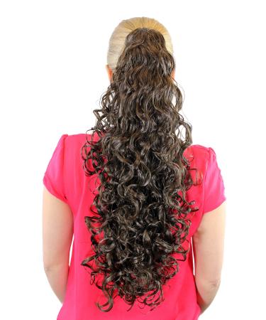 WIG ME UP - T-10-6 hairpiece ponytail braid with butterfly clip brown approx. 65cm voluminous curls extension