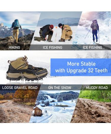 Bluever Ice Klampen Crampons - 32 Stainless Steel Spikes for Mountain Shoes | Ideal for Hiking Trekking Climbing & Winter Activities | XL Size Available - Buy Online on GoSupps.com