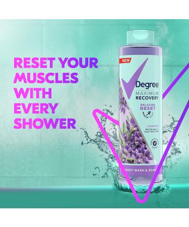 Degree Maximum Recovery Body Wash and Soak | Lavender Extract + Epsom Salt | Post-Workout Skincare | 22 oz - Buy Online on GoSupps.com