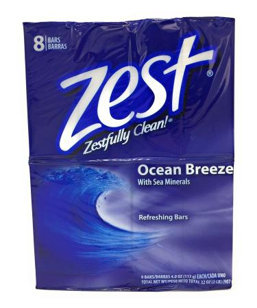 Zest Deodorant Bar Soap  Ocean Breeze  4 Oz  8 Bars