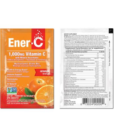 Ener-C - Vitamin C Immune Support 1000mg Vitamin C Effervescent Multivitamin Drink Powder Fruit Juice Vitamin C Drink Mix for Hydration with Electrolytes Orange 60 Packets (2-Pack) - Buy Online on GoSupps.com