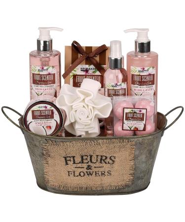BRUBAKER Cosmetics Bath and Shower Set - Coconut & Strawberry Fragrance | 10-Piece Vintage Tub Gift Set | International Shipping Available - Buy Online on GoSupps.com