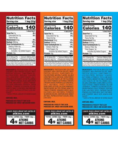 Atkins Protein Chips Variety Pack - Chipotle BBQ, Nacho Cheese, Ranch Flavors - 12 Count - Buy Online on GoSupps.com