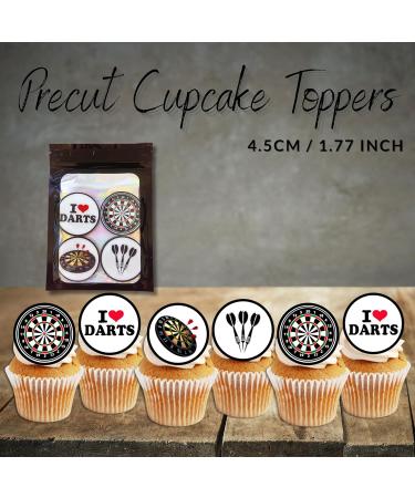 24 PRECUT Darts Cupcake Toppers Dart Theme Cake Decorations Edible Darts Birthday Decorations Dart Board Cake Topper Dartboard Cake Topper Darts Party Decorations - Buy Online on GoSupps.com