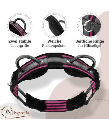 Esposita Riding Strap with 2 Leather Handles - Versatile Lunging & Vaulting Belt for Kids Pony - Pink & Black - Buy Online on GoSupps.com