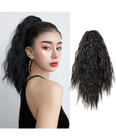 Meiriyfa Short Black Ponytail Extension - Curved Clip-In Heat-Resistant 40cm for Daily Use - Artificial Hair - Buy Online on GoSupps.com