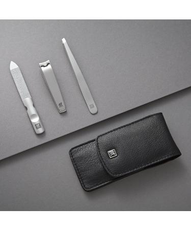 ZWILLING 3-Piece Manicure & Pedicure Set - Genuine Leather Nail Care Kit with Snap Fastener - Black Nail Clipper Included - International Shipping Available - Buy Online on GoSupps.com