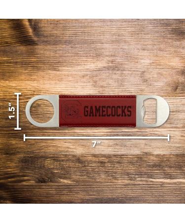 Rico Industries NCAA South Carolina Gamecocks Maroon Laser Engraved Bar Blade Faux Leather Laser Engraved Bar Blade - Great Beverage Accessory for Game Day - Buy Online on GoSupps.com