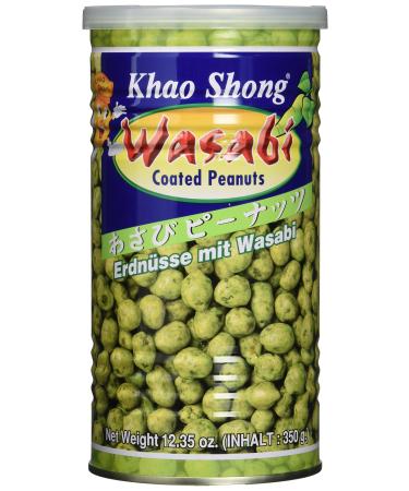 Khao Shong peanuts with Wasabi crisp peanuts in a sharp dough coat medium sharpness crispy snacks for on the go (1 x 350 g can) 350 g (1 -pack) peanuts with wasabi - Buy Online on GoSupps.com