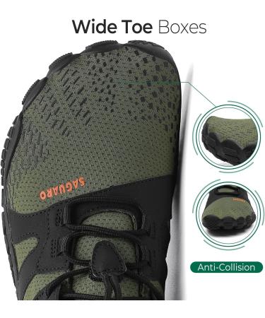 SAGUARO Men's Women's Barefoot Trail Running Shoes - Breathable Non-Slip Fitness Shoes in Army Green - Size 42 EU - Buy Online on GoSupps.com